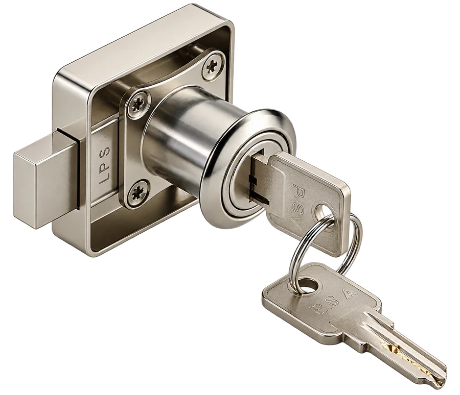 Nickel cabinet lock with two keys